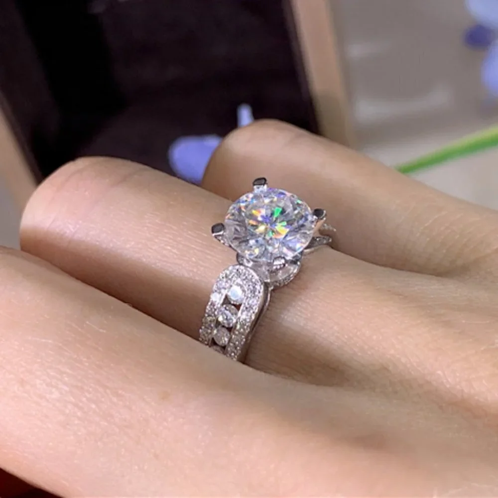 💍"Engagement Anillos Round Zircon Silver Plated Wedding  UNVN12053 - Picture 6 of 7